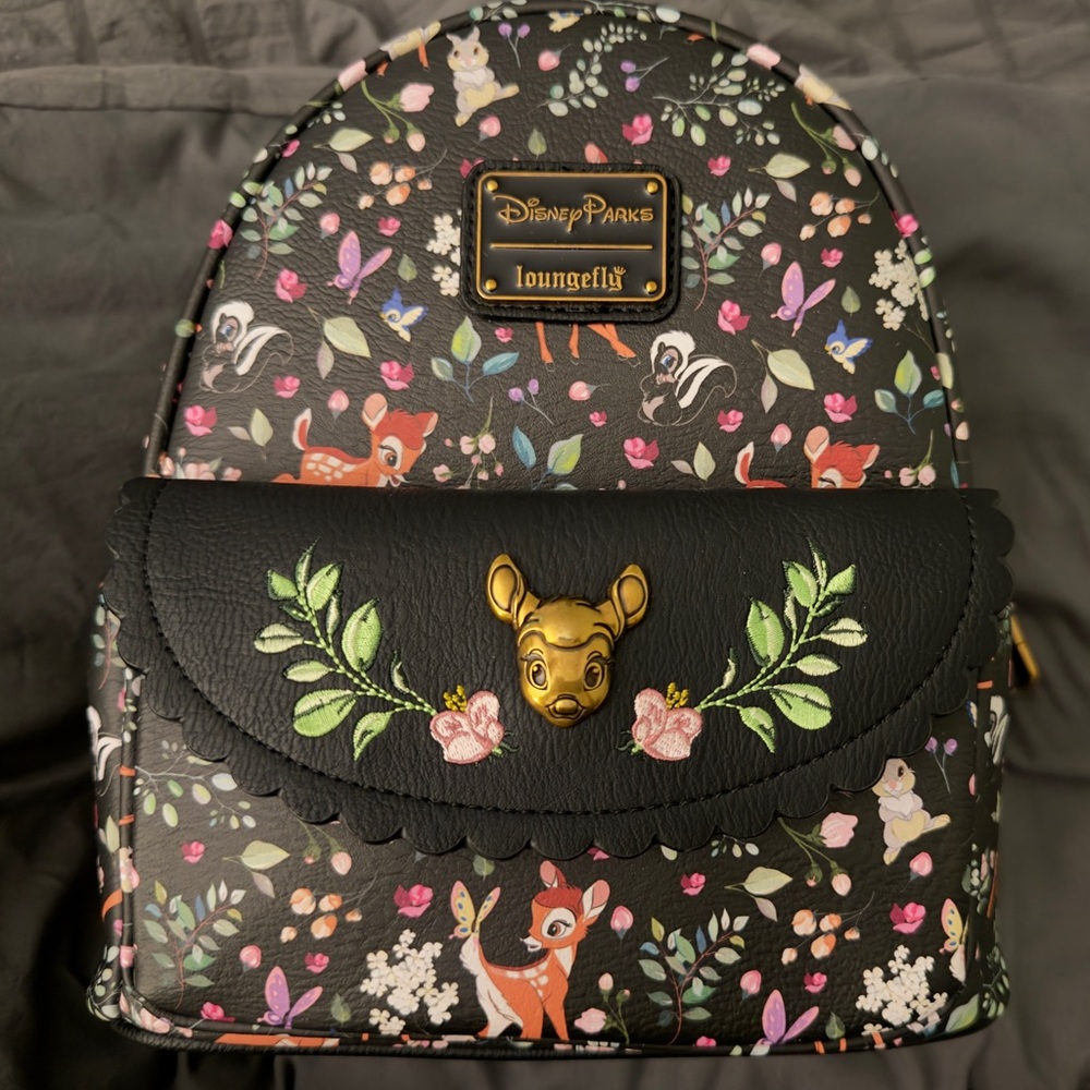 Loungefly Black Floral Disney Backpack